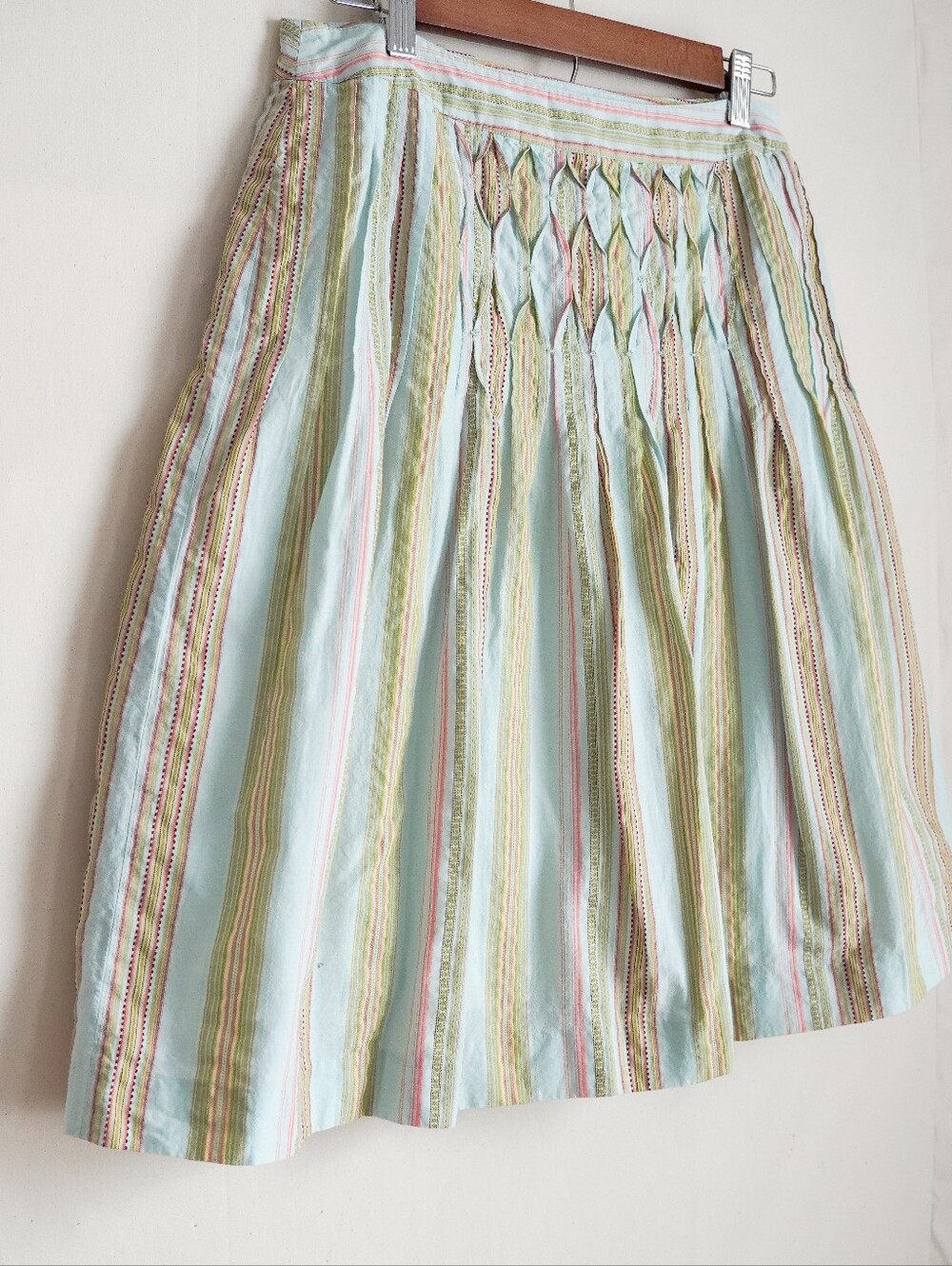 Talbots Petites Pastel Striped Beaded A-Line Skirt Size 6 Y2K